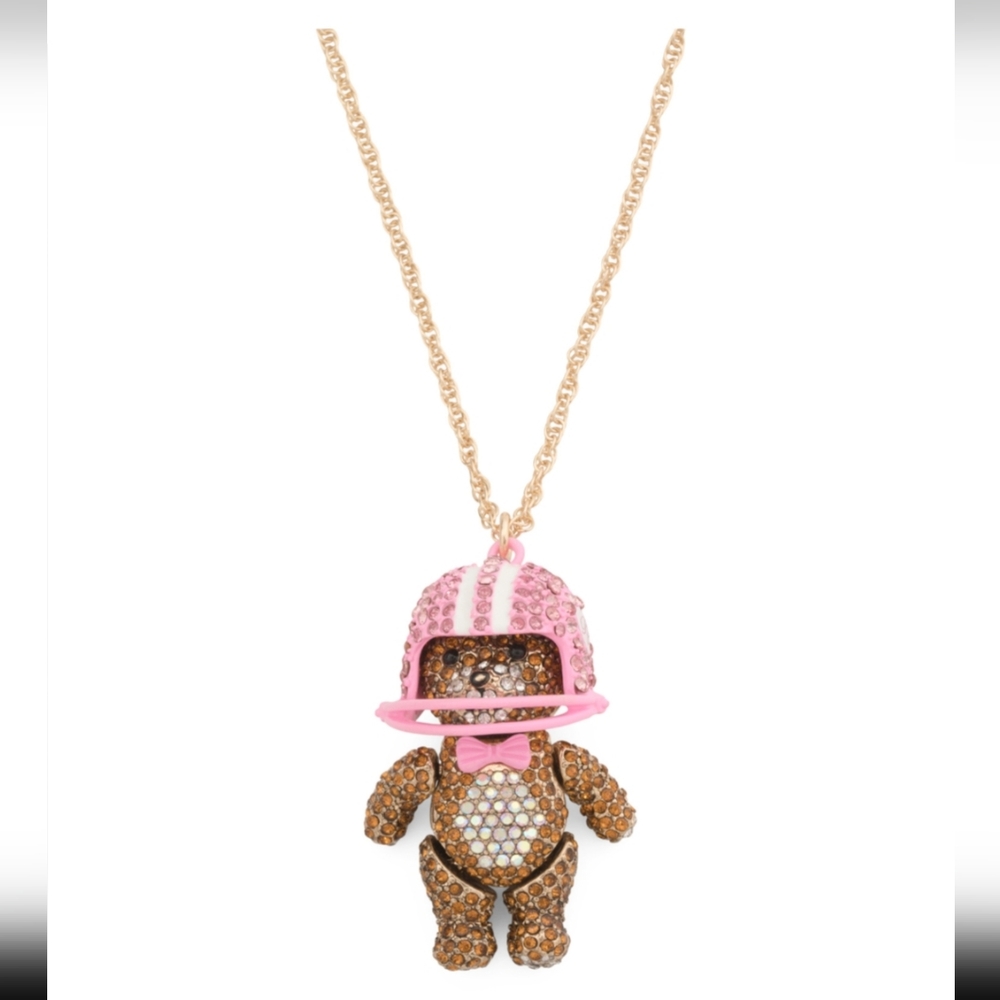 Betsey Johnson Football Bear Pendent Necklace NWT